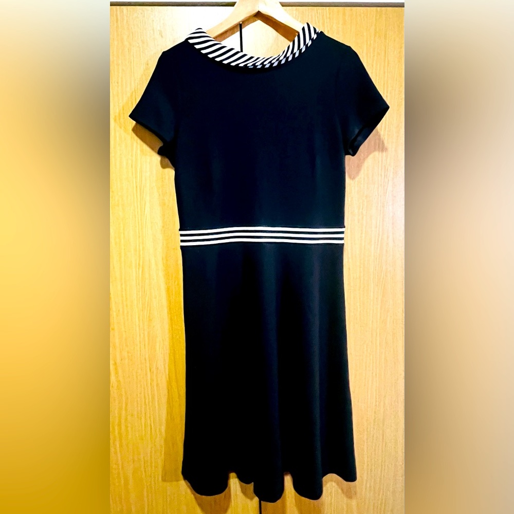 HOBBS LONDON Navy Nautical Dress Striped Collar